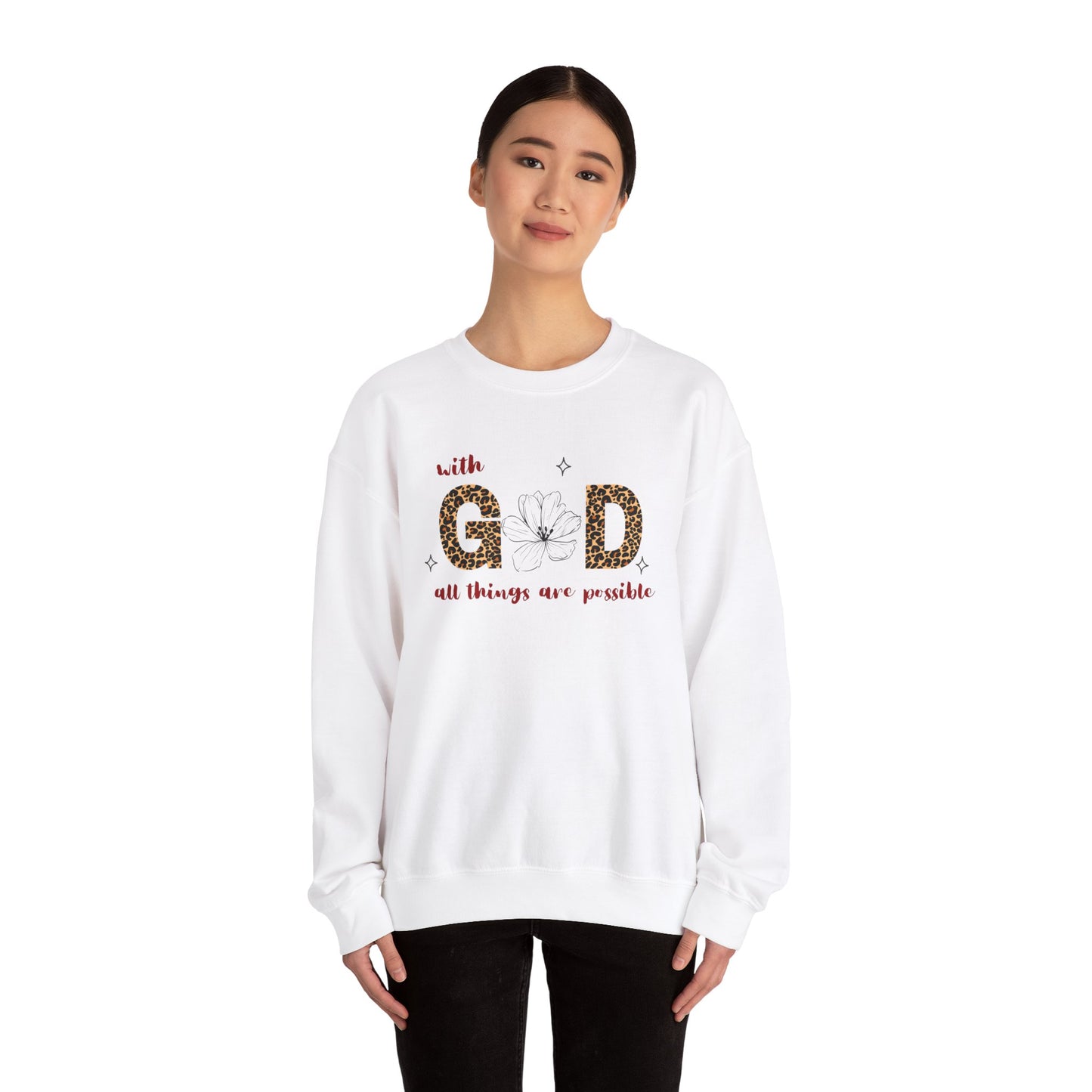 with GOD all things are possible Unisex Heavy Blend™ Crewneck Sweatshirt
