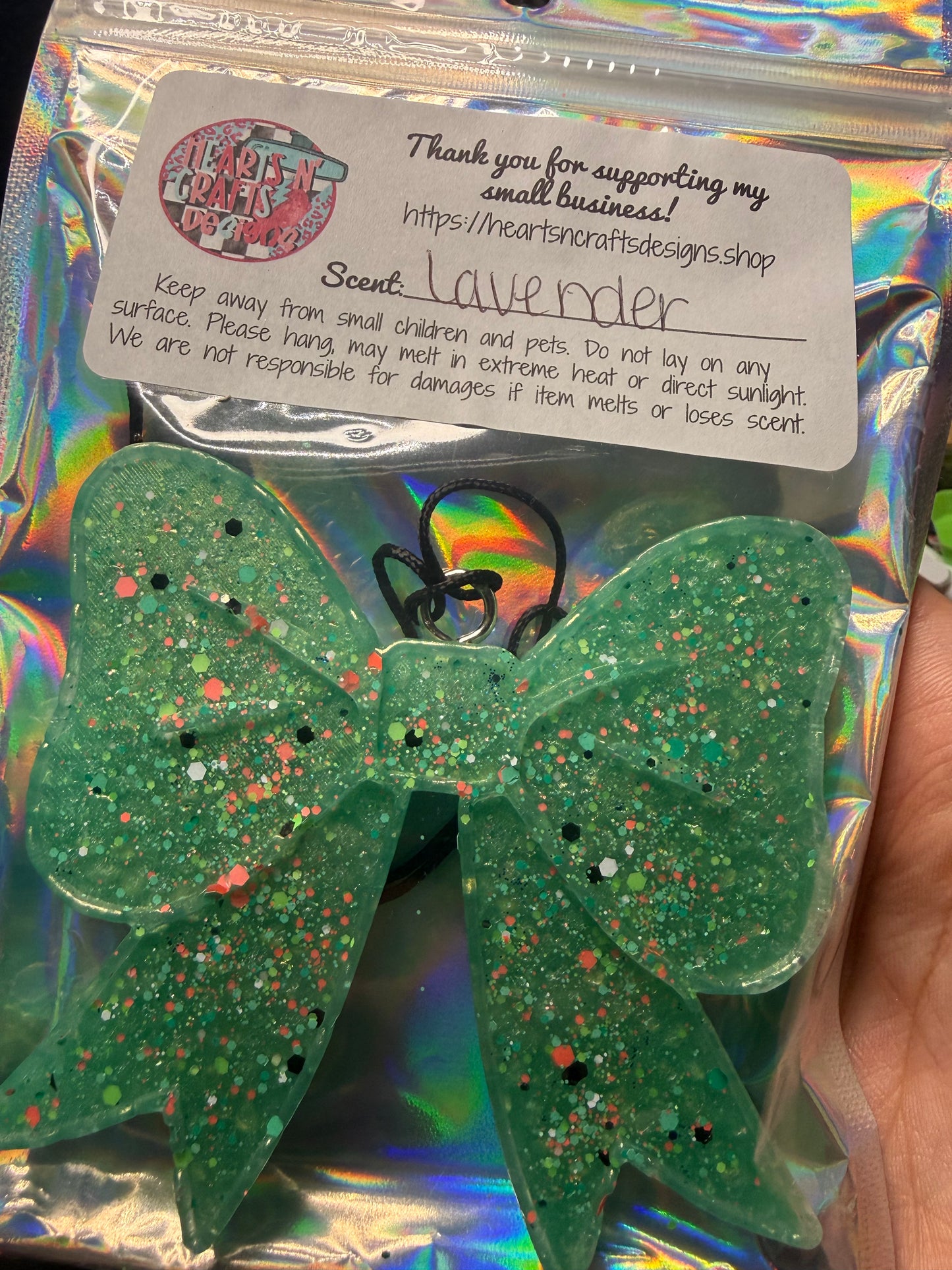 Glitter Green Bow, Lavender scent