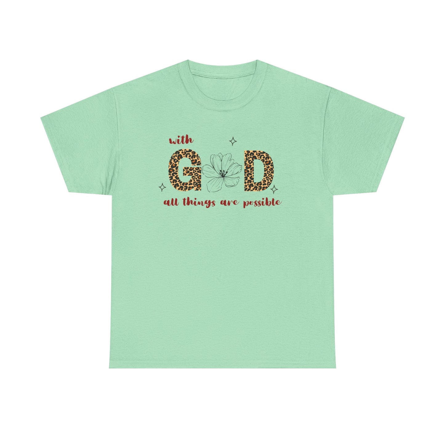 Inspirational Unisex Heavy Cotton Tee - 'With God All Things Are Possible'