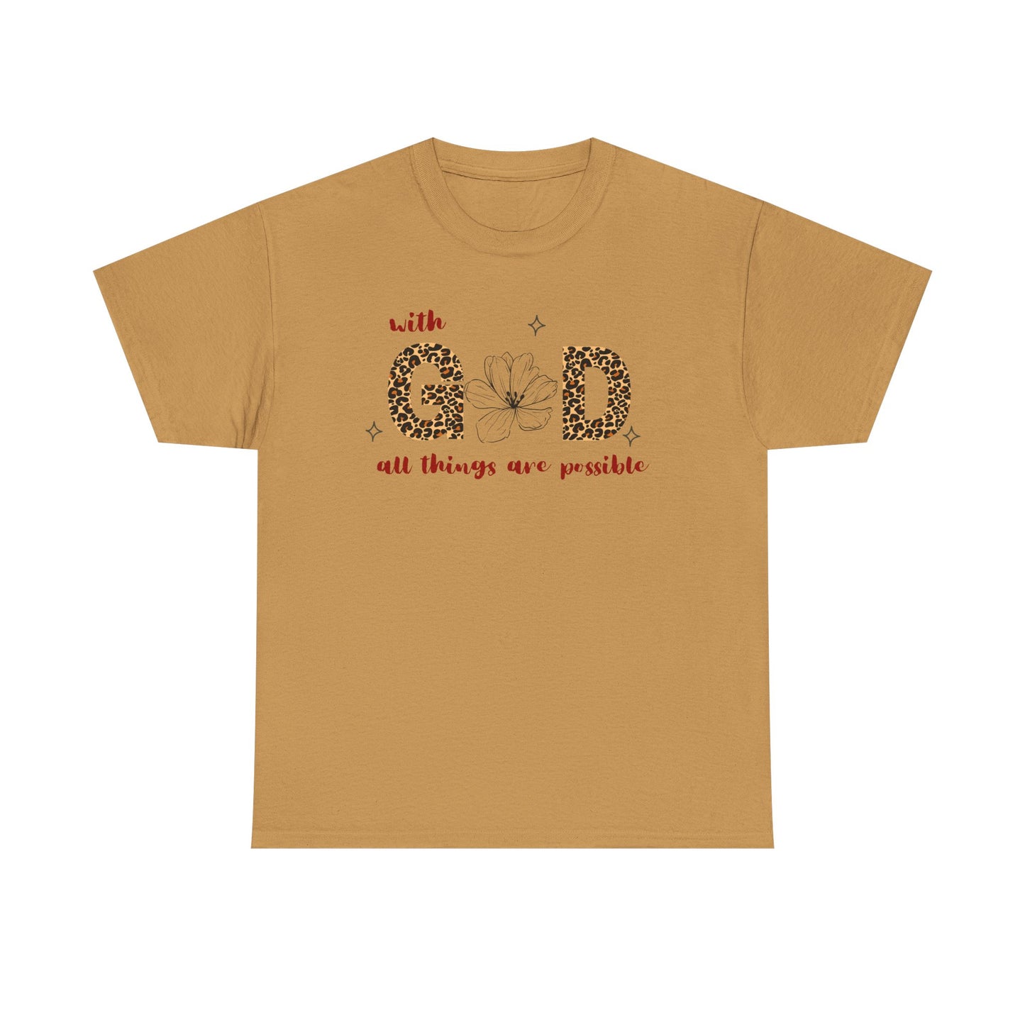 Inspirational Unisex Heavy Cotton Tee - 'With God All Things Are Possible'