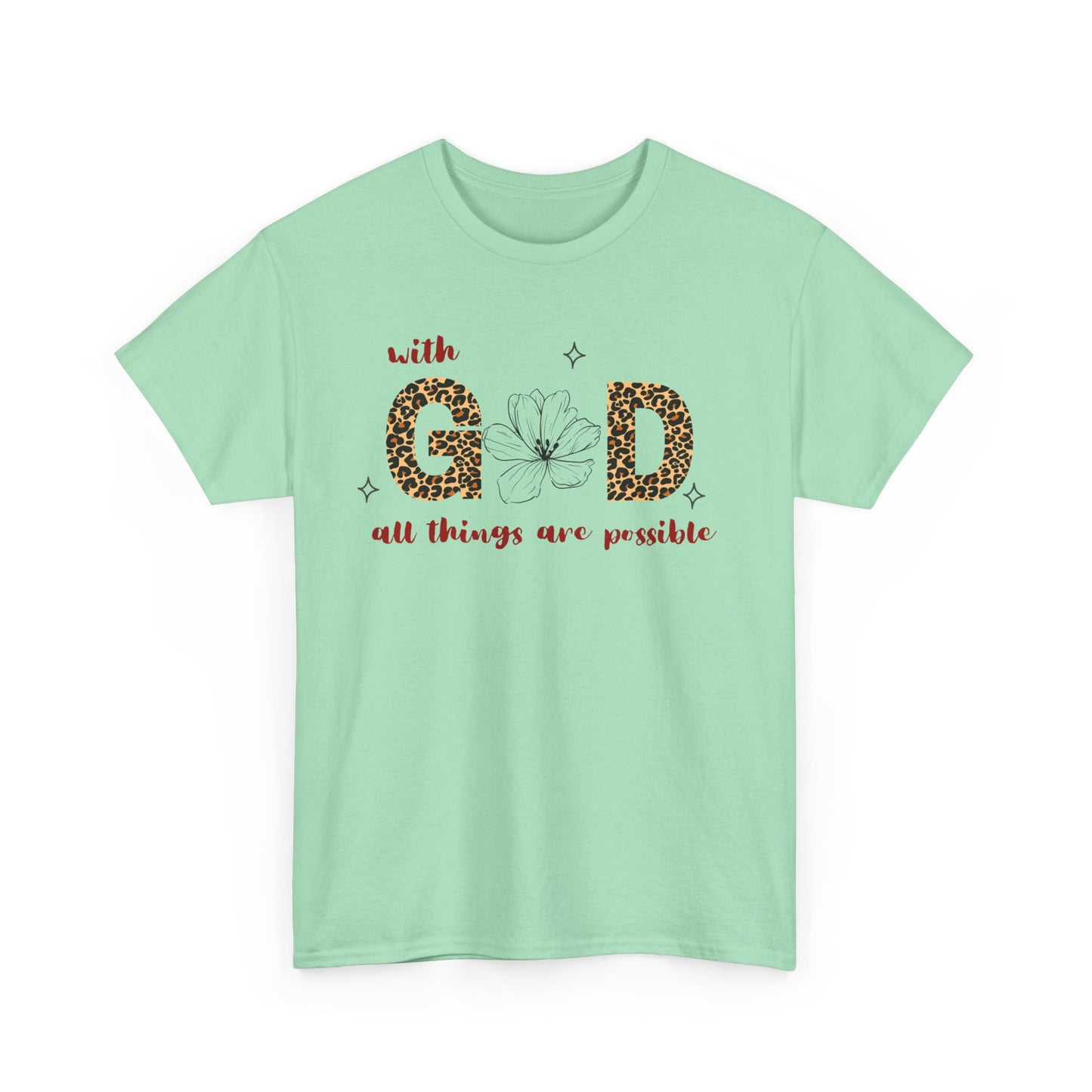 Inspirational Unisex Heavy Cotton Tee - 'With God All Things Are Possible'