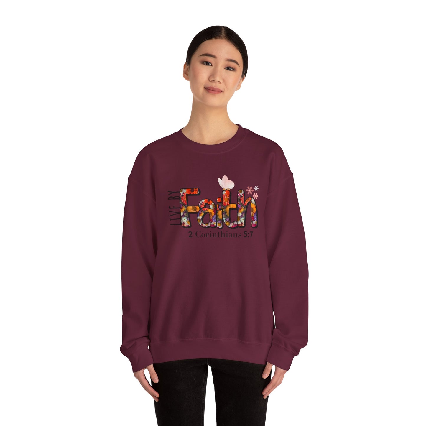 Live By Faith Unisex Heavy Blend™ Crewneck Sweatshirt
