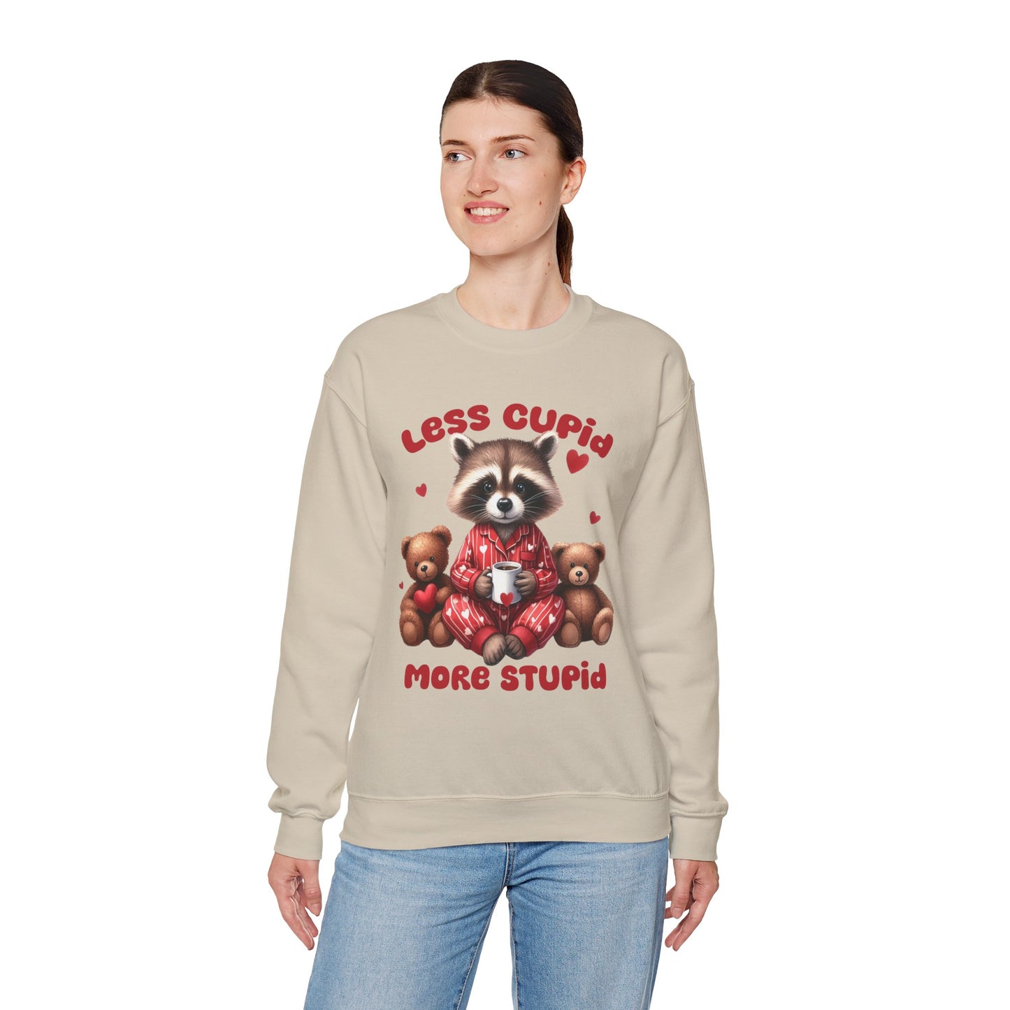 Less Cupid More Stupid Unisex Heavy Blend™ Crewneck Sweatshirt