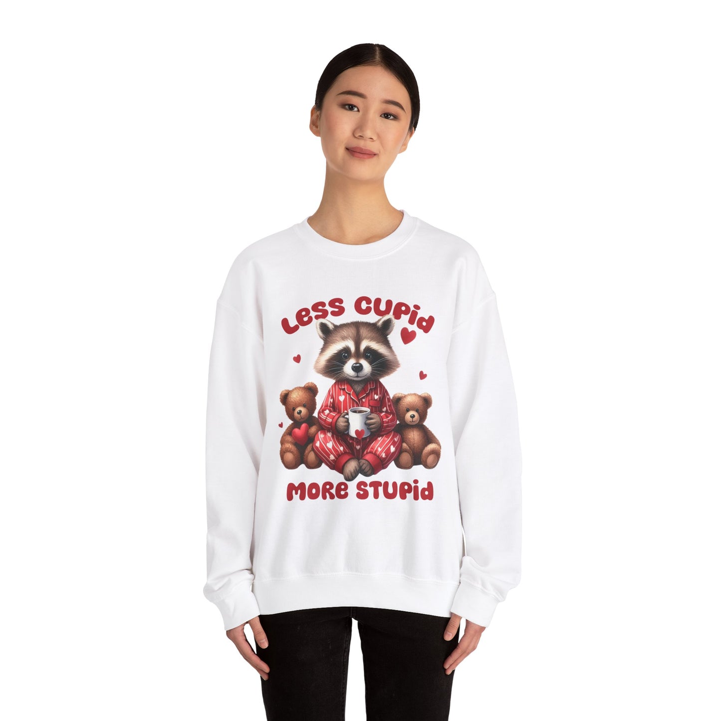 Less Cupid More Stupid Unisex Heavy Blend™ Crewneck Sweatshirt