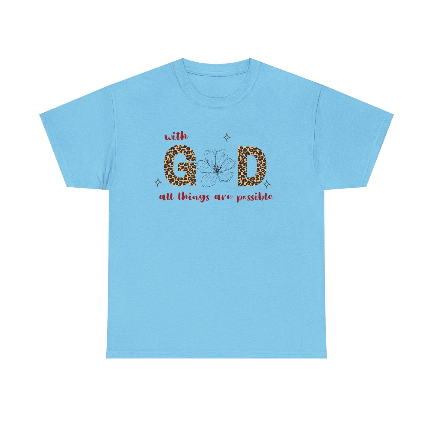 Inspirational Unisex Heavy Cotton Tee - 'With God All Things Are Possible'