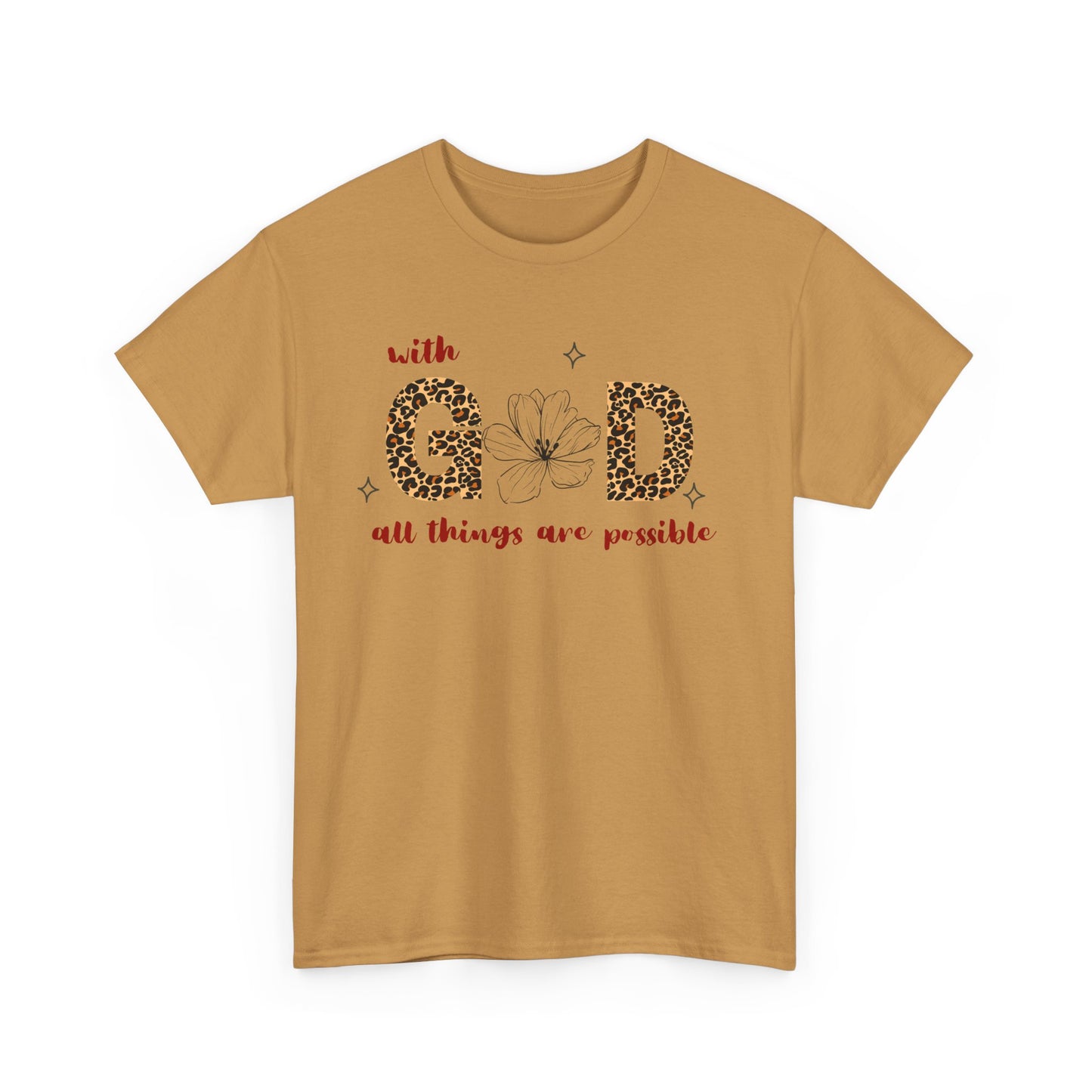 Inspirational Unisex Heavy Cotton Tee - 'With God All Things Are Possible'