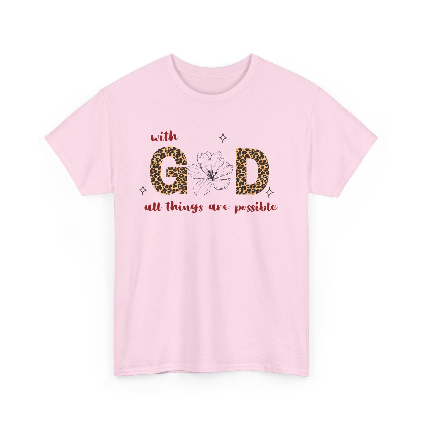 Inspirational Unisex Heavy Cotton Tee - 'With God All Things Are Possible'