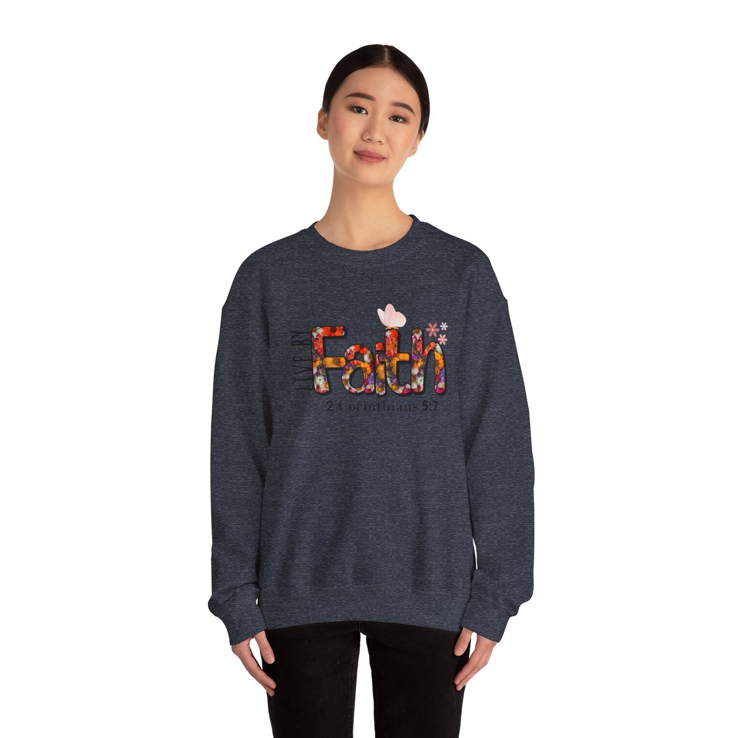 Live By Faith Unisex Heavy Blend™ Crewneck Sweatshirt