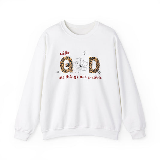 with GOD all things are possible Unisex Heavy Blend™ Crewneck Sweatshirt