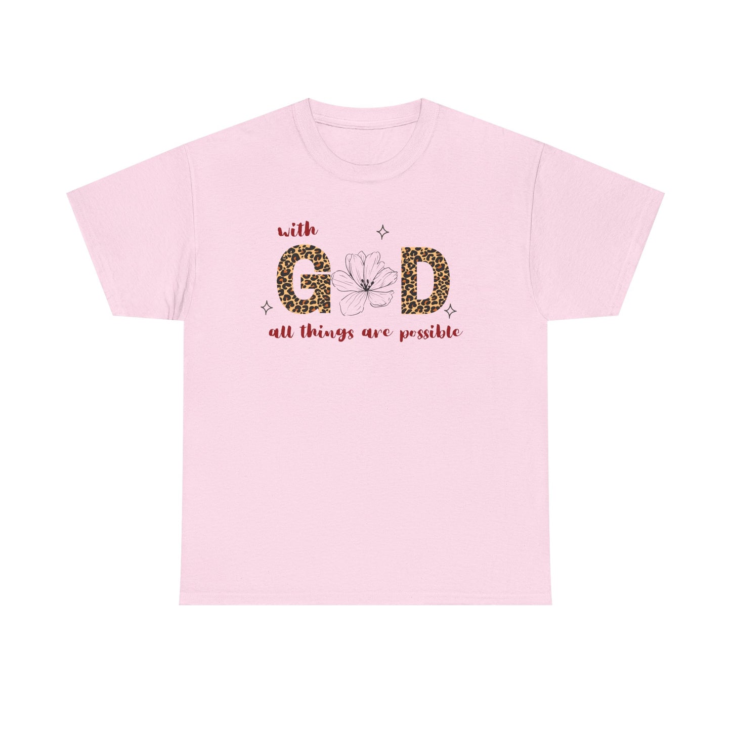 Inspirational Unisex Heavy Cotton Tee - 'With God All Things Are Possible'