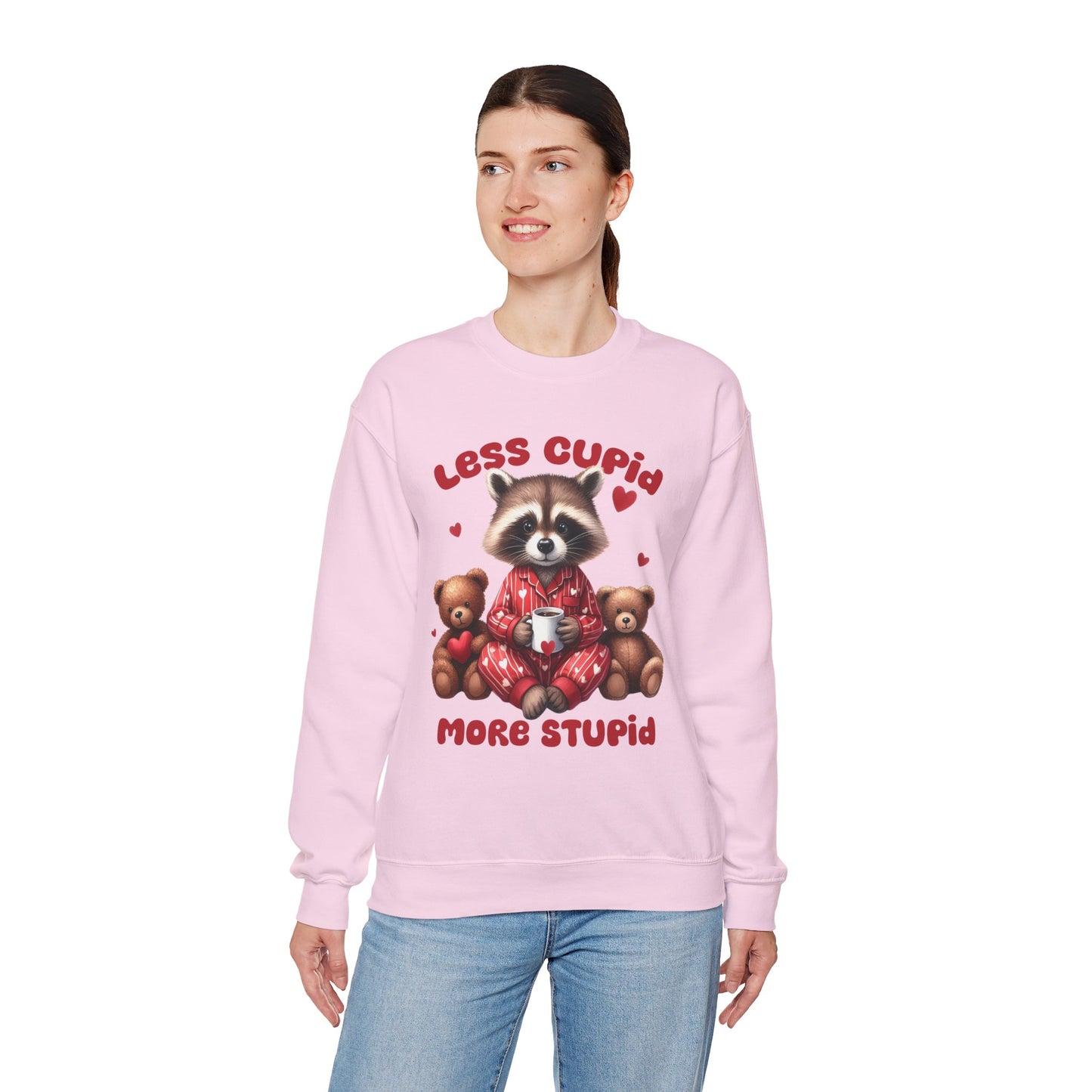 Less Cupid More Stupid Unisex Heavy Blend™ Crewneck Sweatshirt