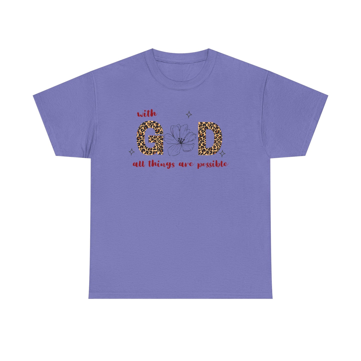 Inspirational Unisex Heavy Cotton Tee - 'With God All Things Are Possible'