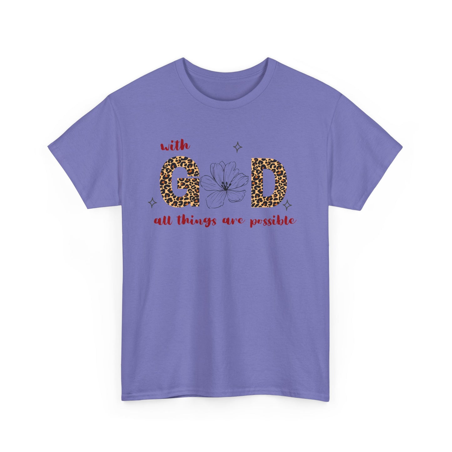Inspirational Unisex Heavy Cotton Tee - 'With God All Things Are Possible'