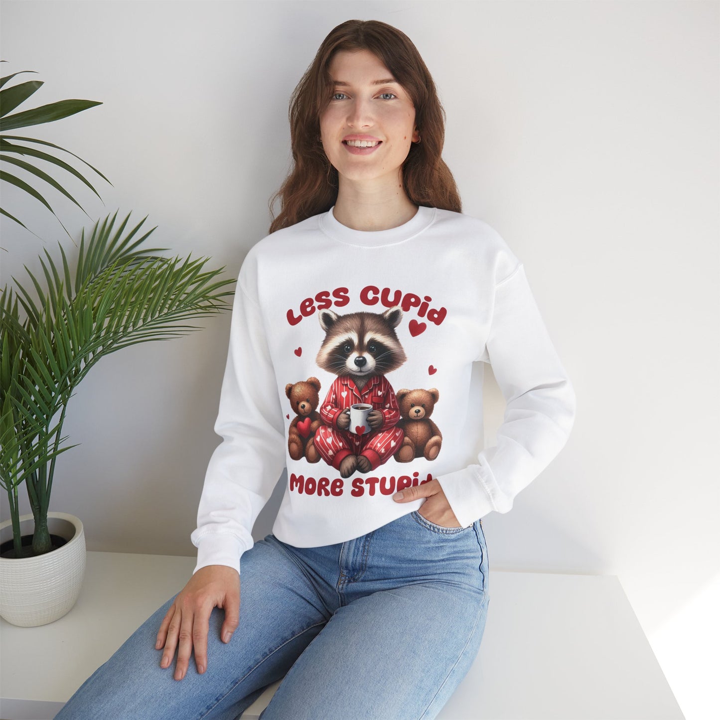 Less Cupid More Stupid Unisex Heavy Blend™ Crewneck Sweatshirt