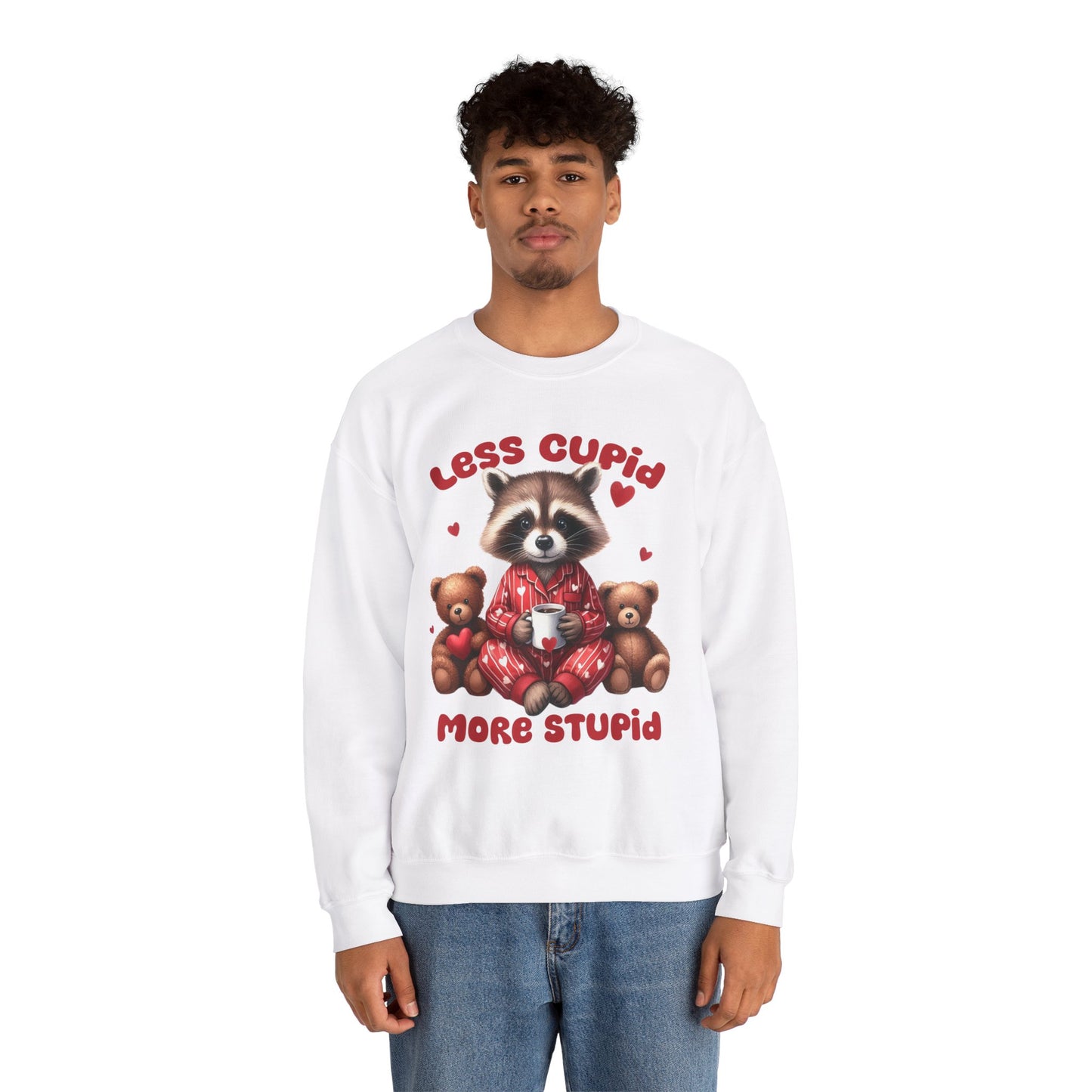 Less Cupid More Stupid Unisex Heavy Blend™ Crewneck Sweatshirt