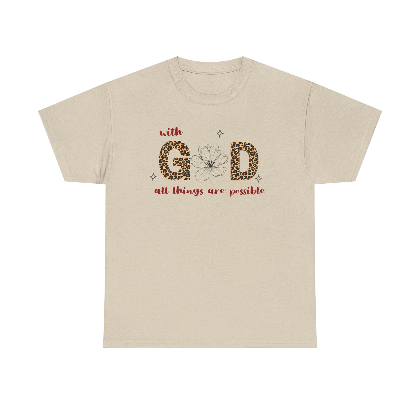 Inspirational Unisex Heavy Cotton Tee - 'With God All Things Are Possible'