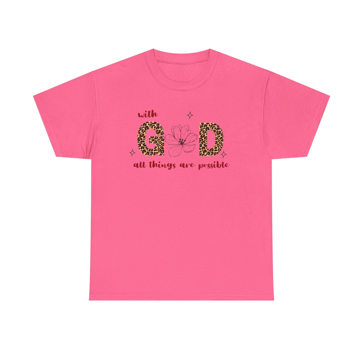 Inspirational Unisex Heavy Cotton Tee - 'With God All Things Are Possible'