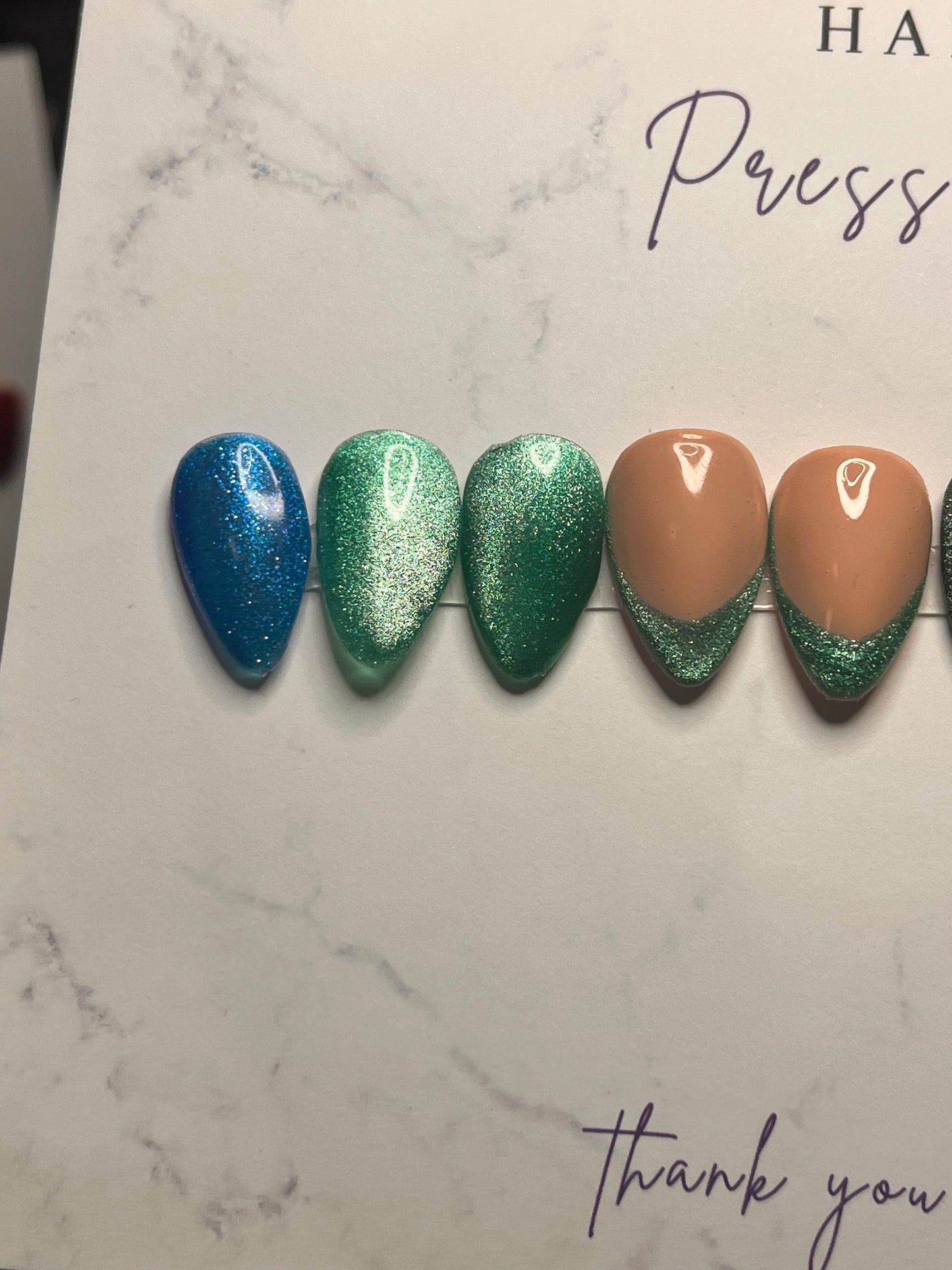 Teal Tips Short Almond