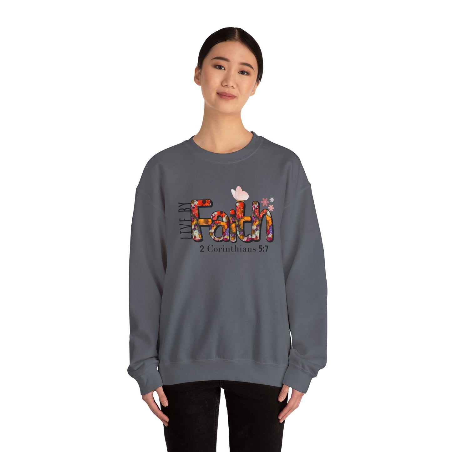 Live By Faith Unisex Heavy Blend™ Crewneck Sweatshirt