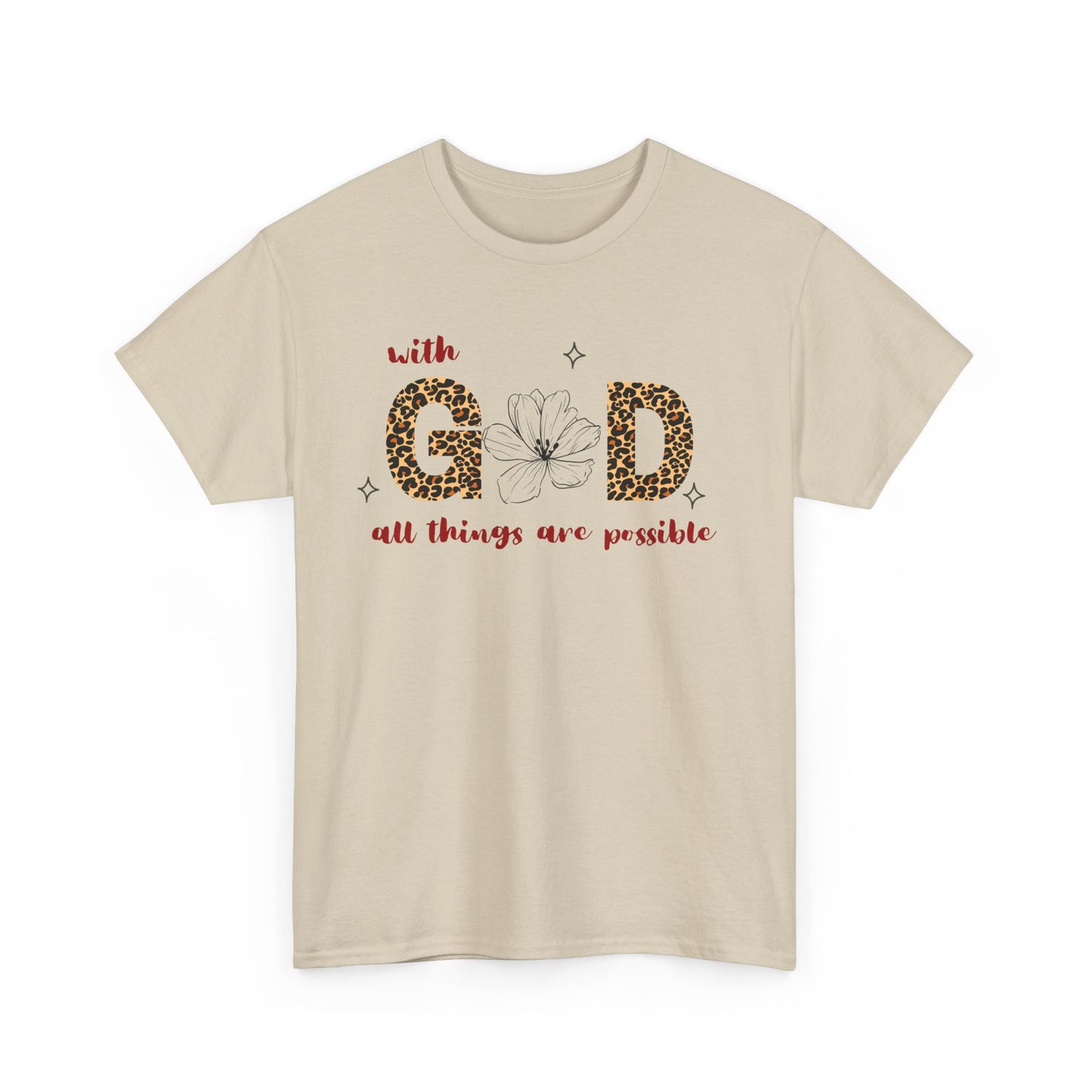 Inspirational Unisex Heavy Cotton Tee - 'With God All Things Are Possible'