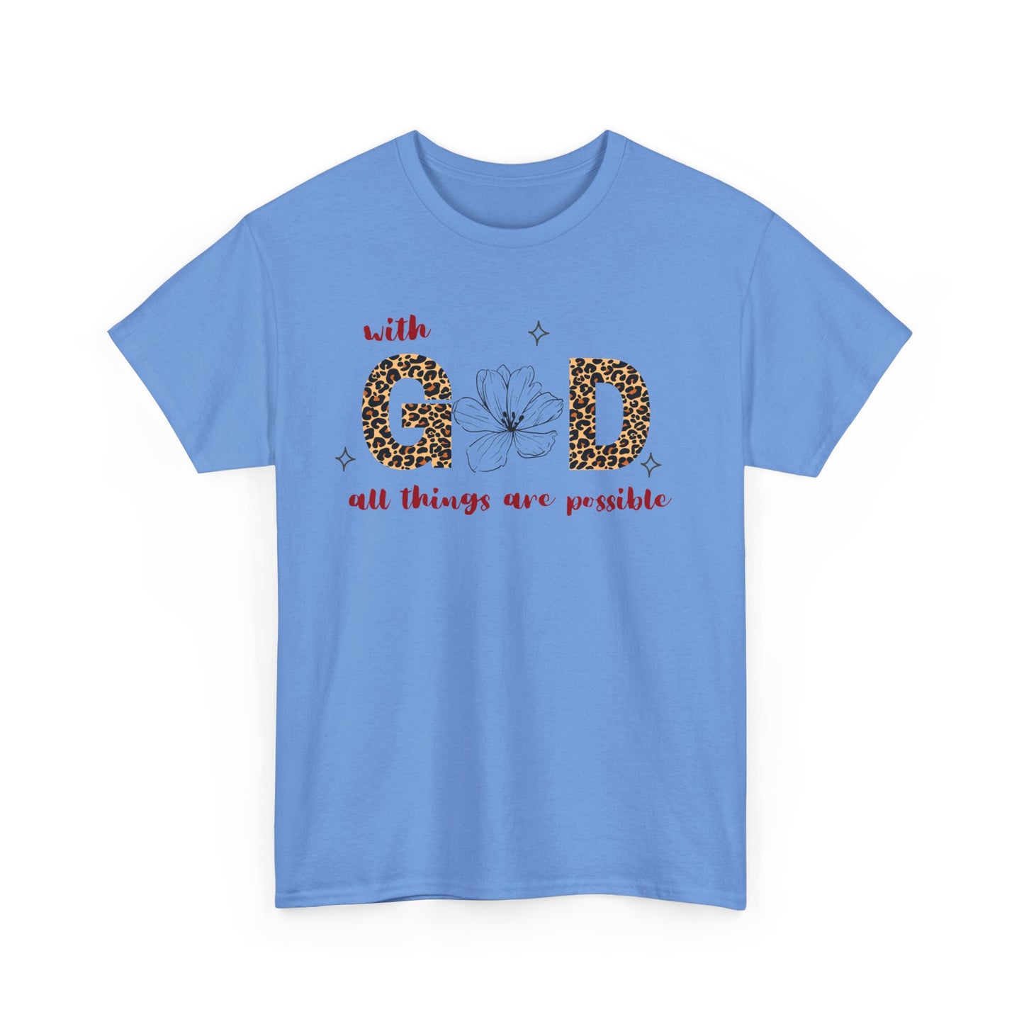 Inspirational Unisex Heavy Cotton Tee - 'With God All Things Are Possible'