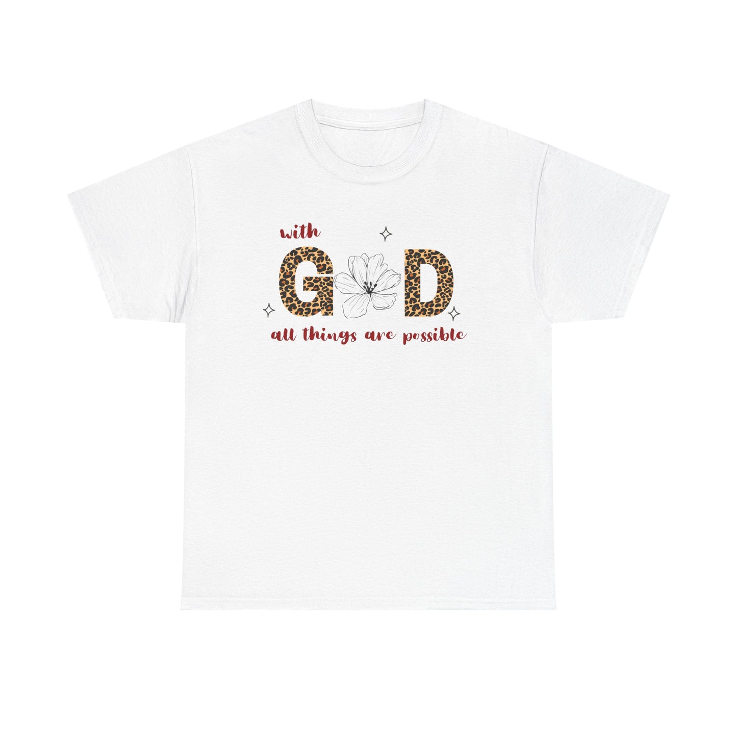 Inspirational Unisex Heavy Cotton Tee - 'With God All Things Are Possible'