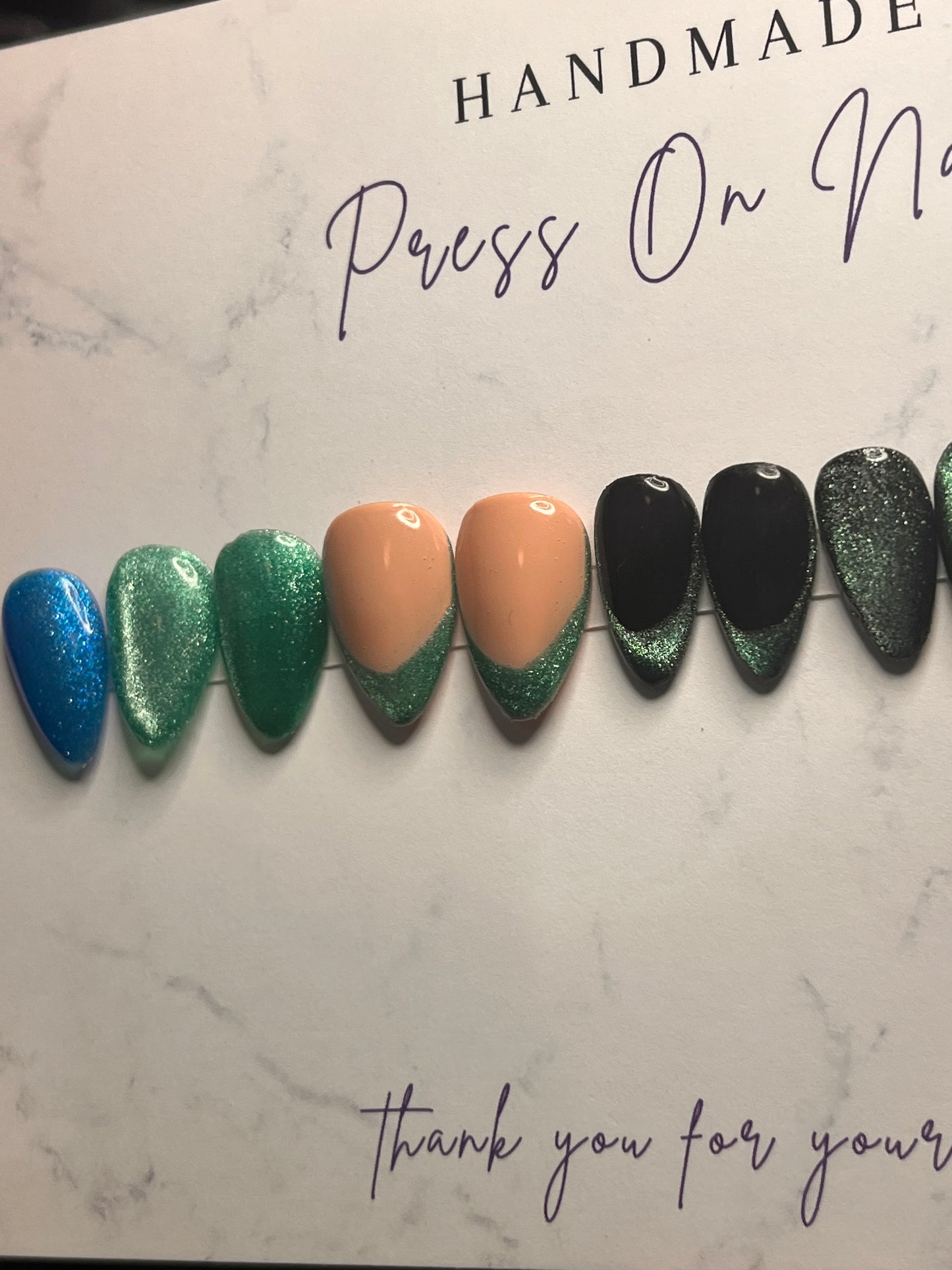 Teal Tips Short Almond