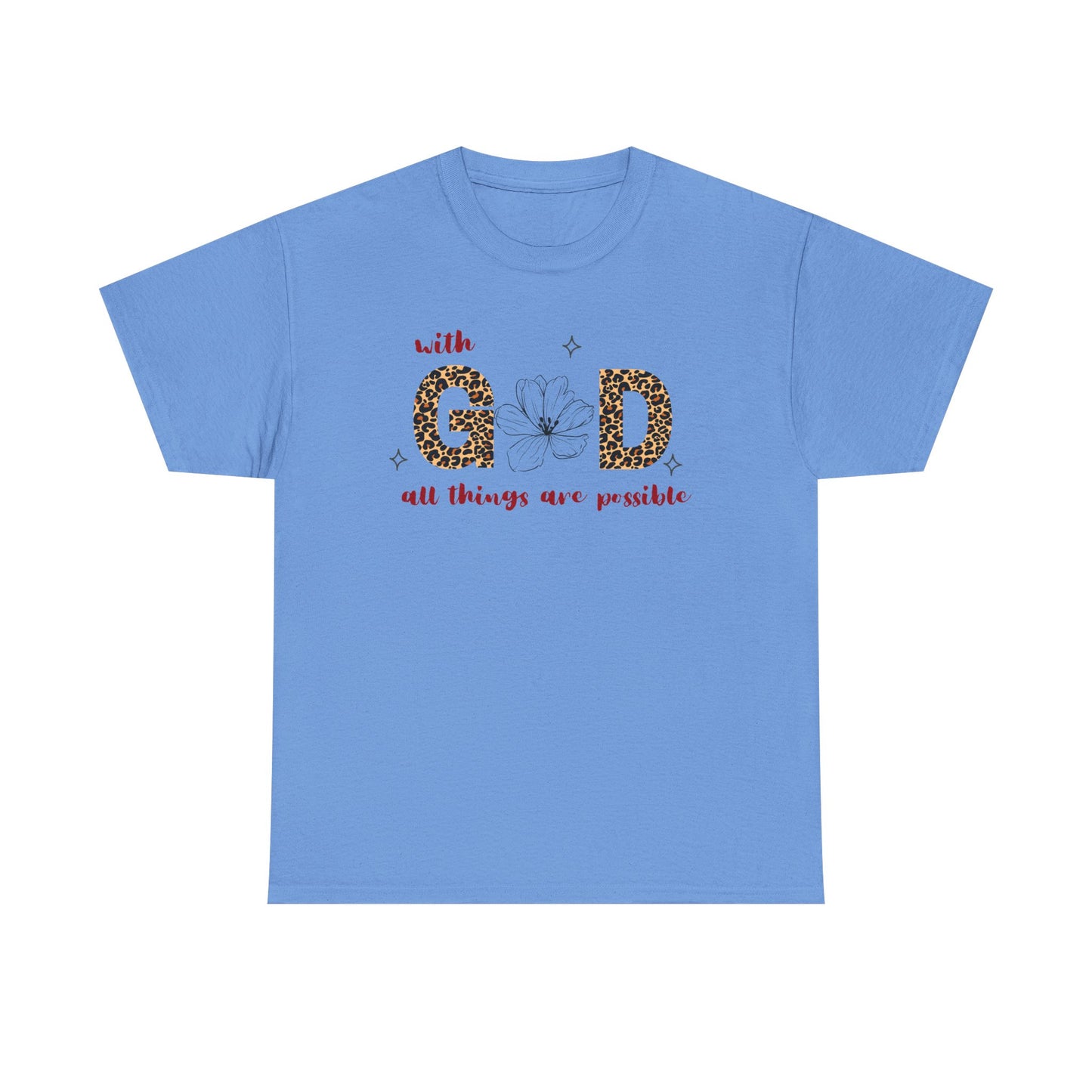 Inspirational Unisex Heavy Cotton Tee - 'With God All Things Are Possible'