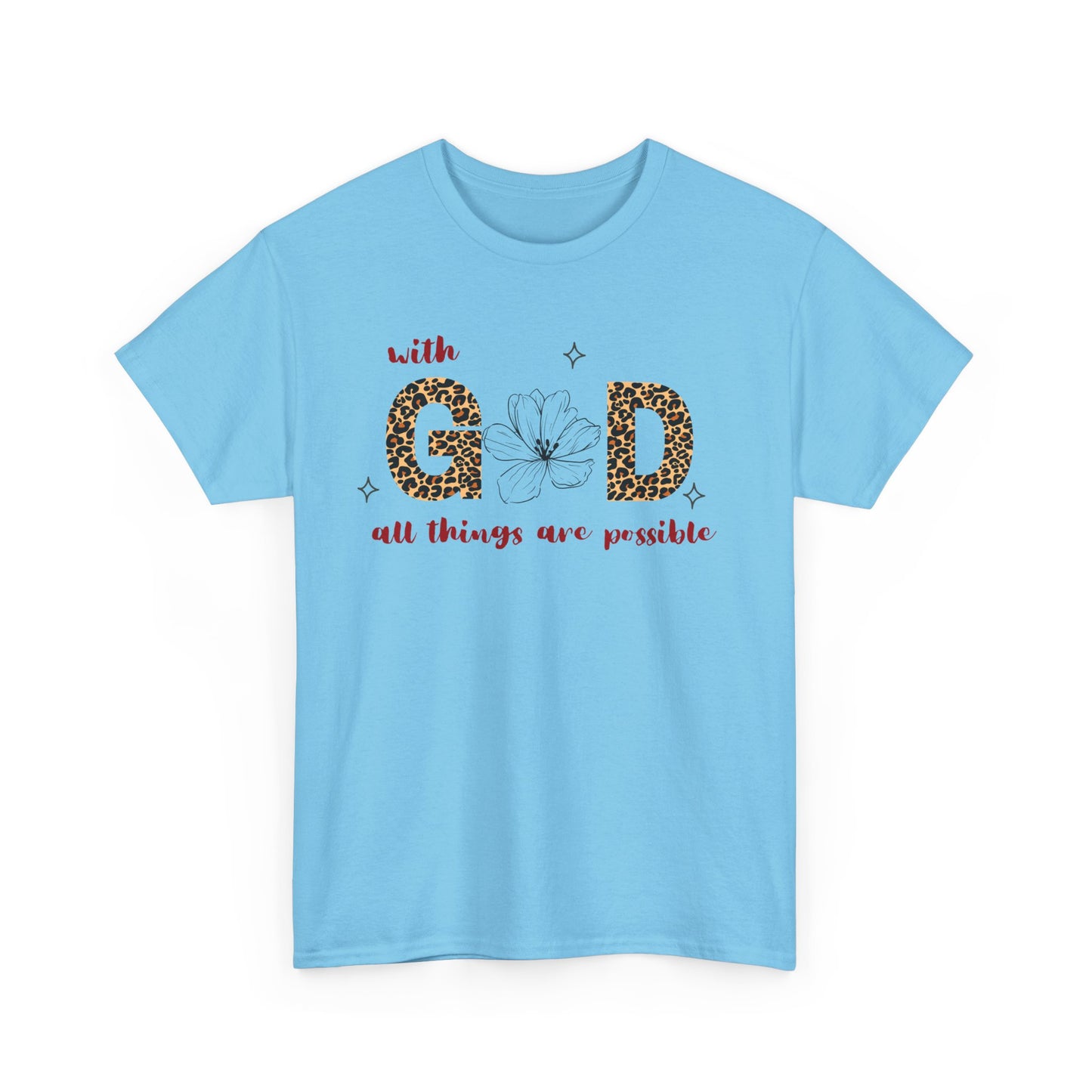 Inspirational Unisex Heavy Cotton Tee - 'With God All Things Are Possible'