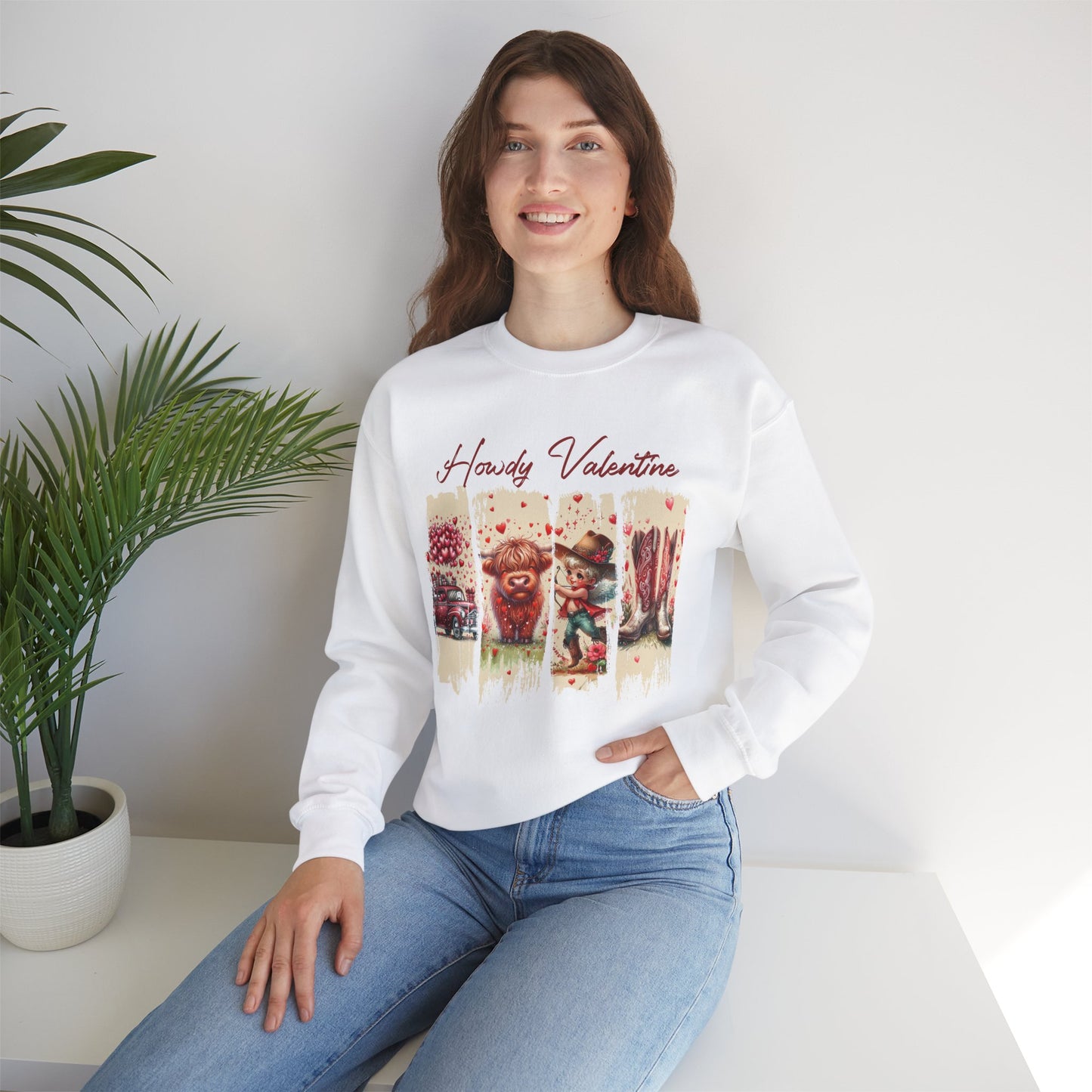 HOWDY Valentine Unisex Heavy Blend™ Crewneck Sweatshirt