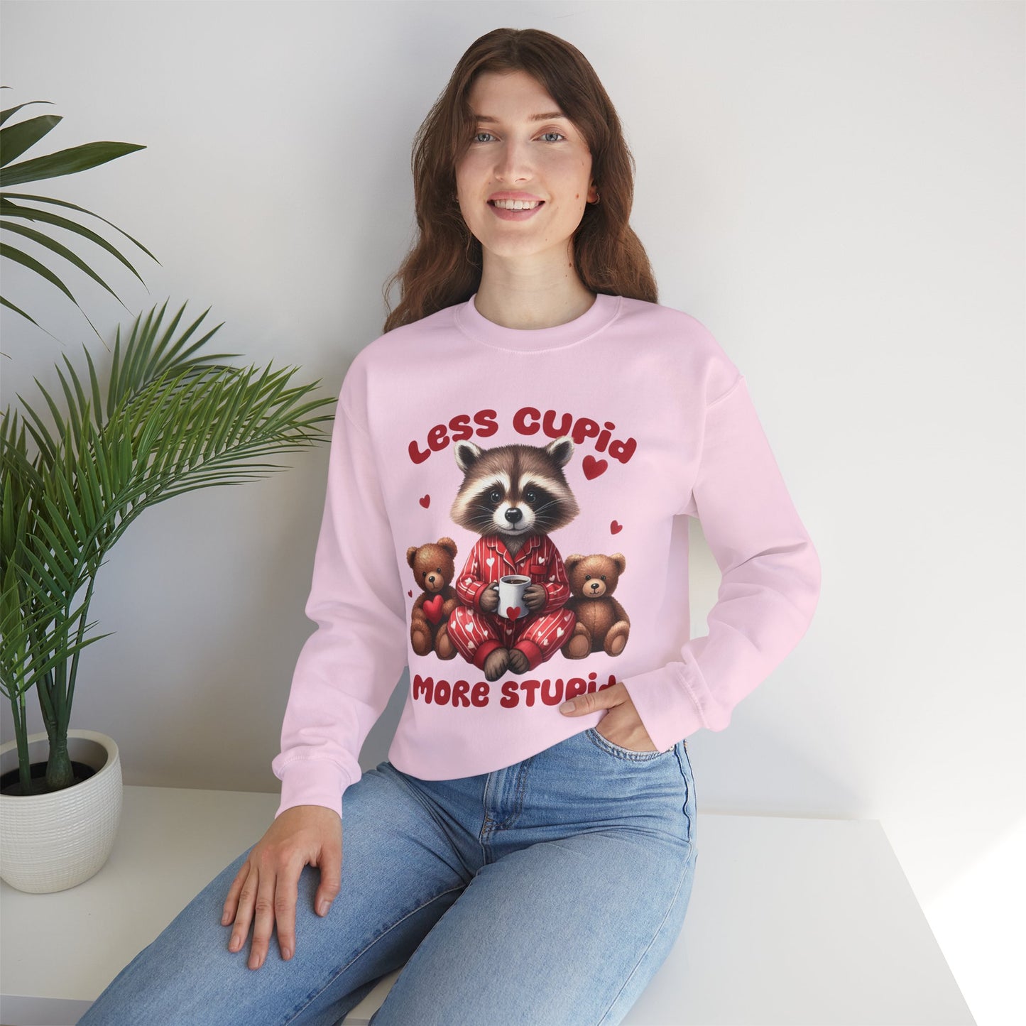Less Cupid More Stupid Unisex Heavy Blend™ Crewneck Sweatshirt