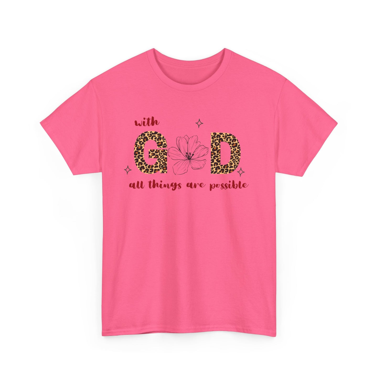 Inspirational Unisex Heavy Cotton Tee - 'With God All Things Are Possible'