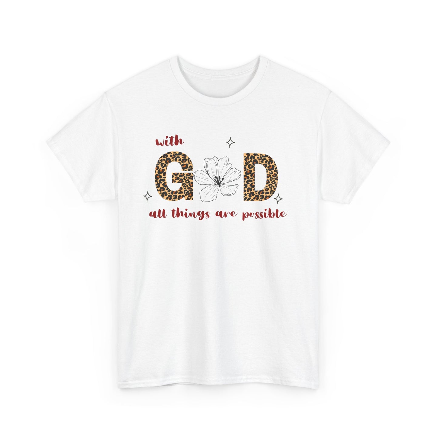 Inspirational Unisex Heavy Cotton Tee - 'With God All Things Are Possible'