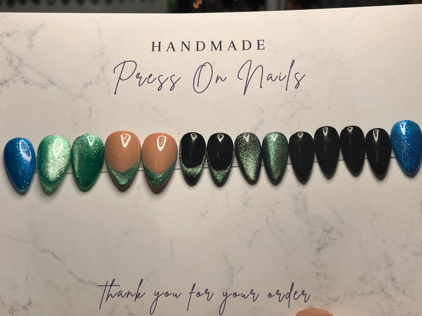 Teal Tips Short Almond