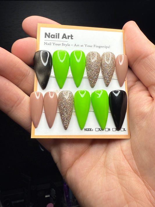 Green with accent color changing/glow in dark Short Stiletto