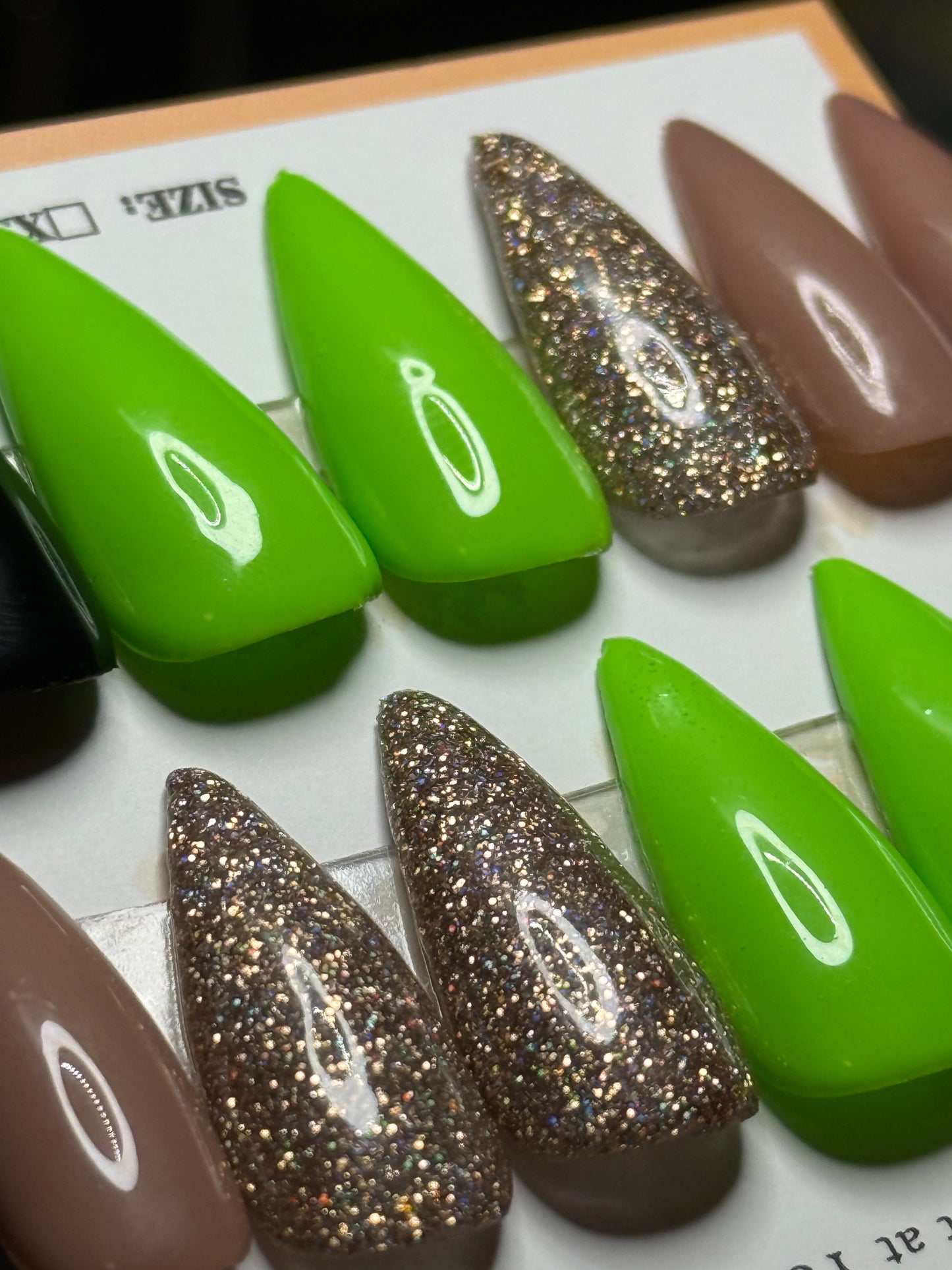 Green with accent color changing/glow in dark Short Stiletto