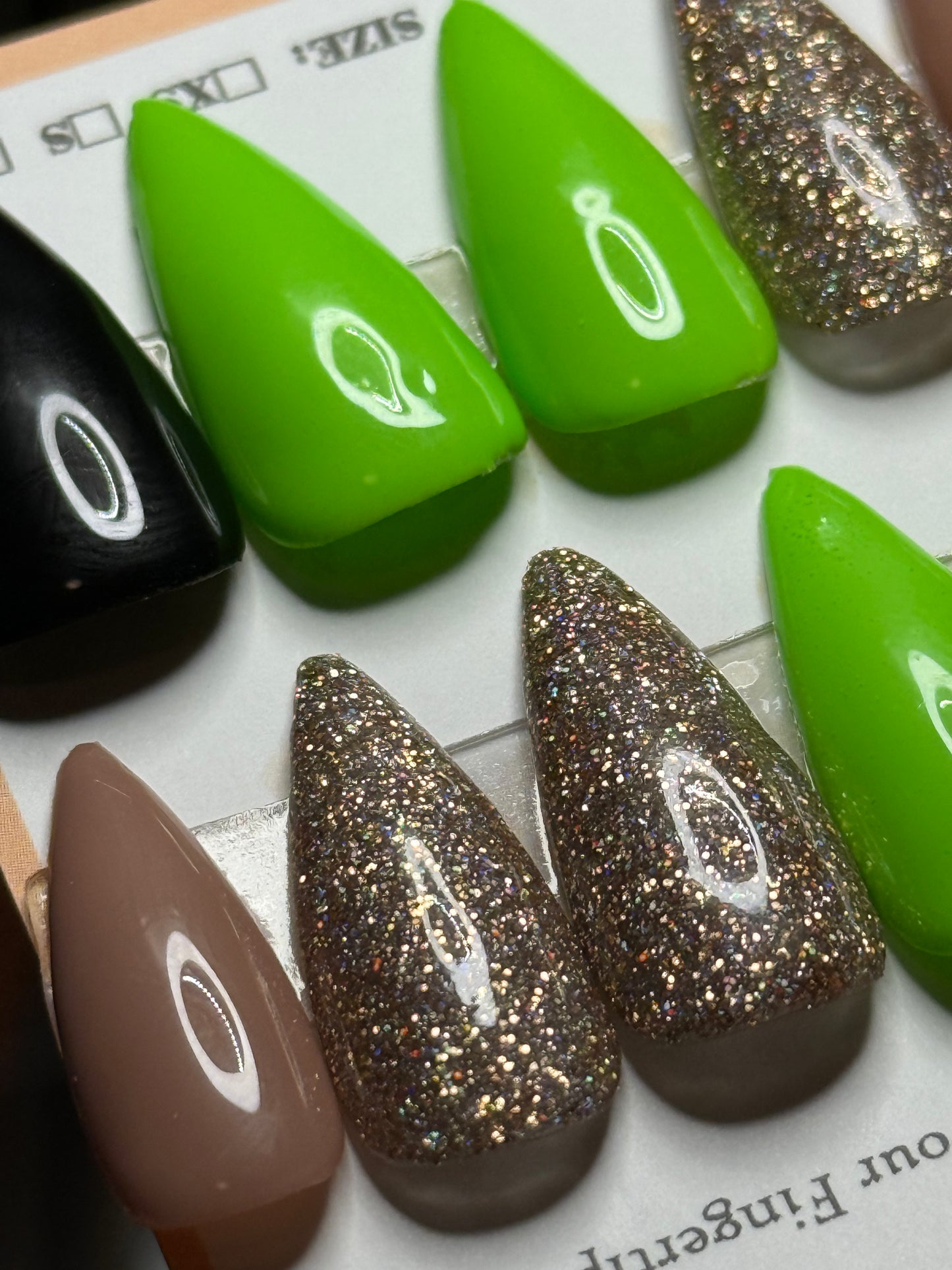 Green with accent color changing/glow in dark Short Stiletto