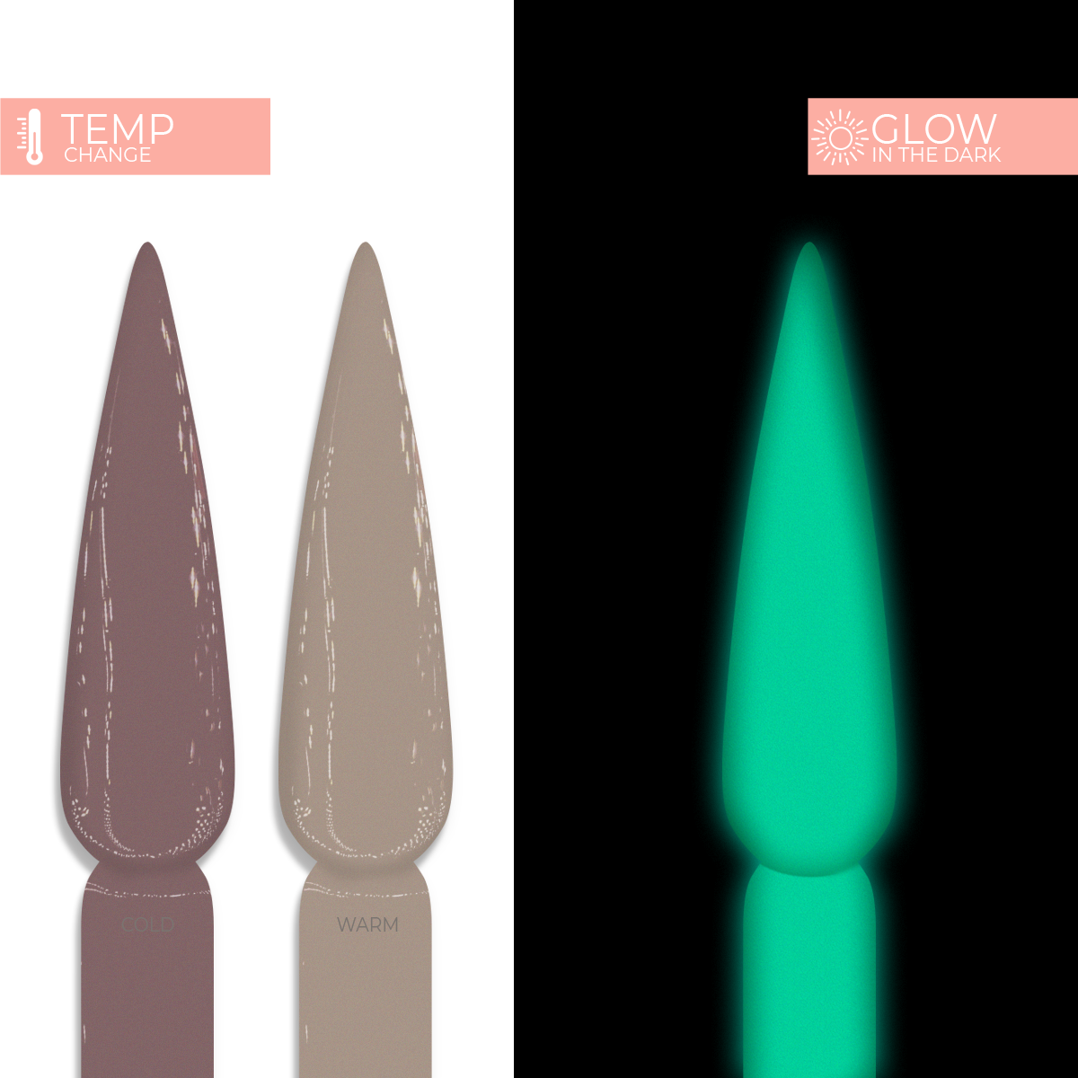 Green with accent color changing/glow in dark Short Stiletto