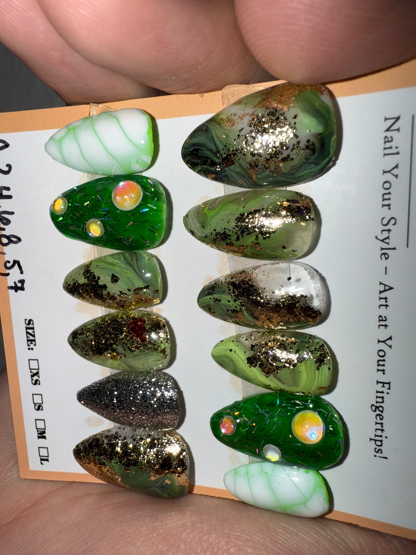 Bubble/Foil Green Short Almond